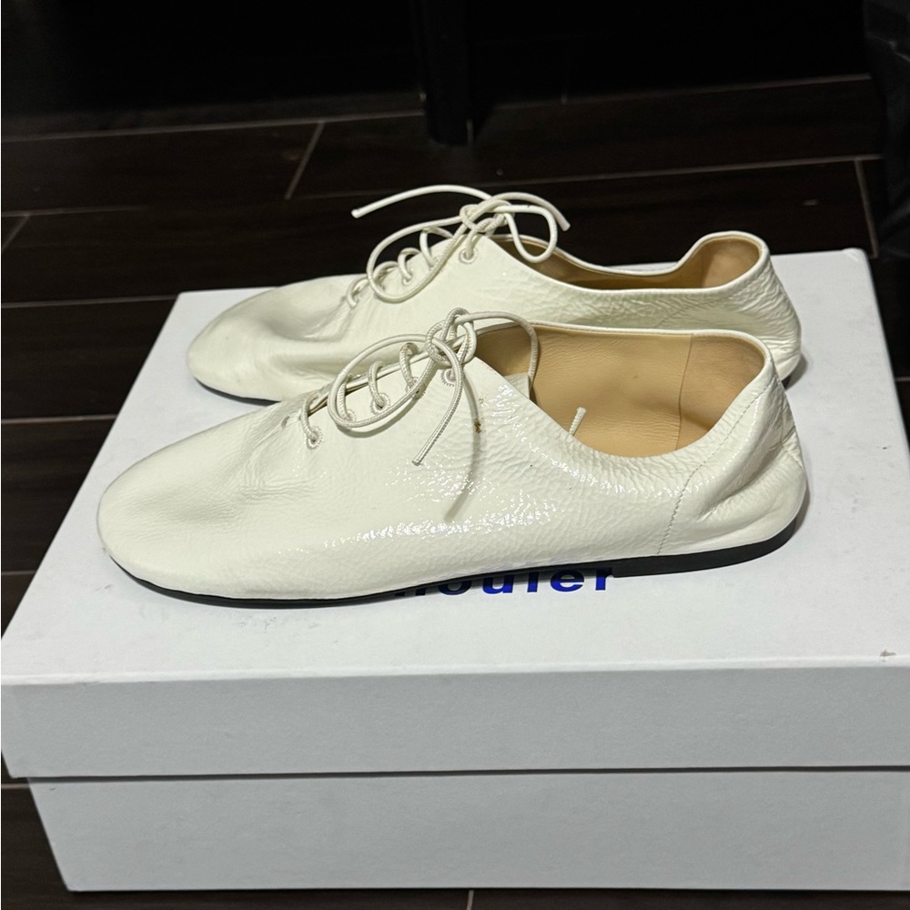 Proenza Schouler Cream Lace-Up Flats new with box and dust bag Damaged